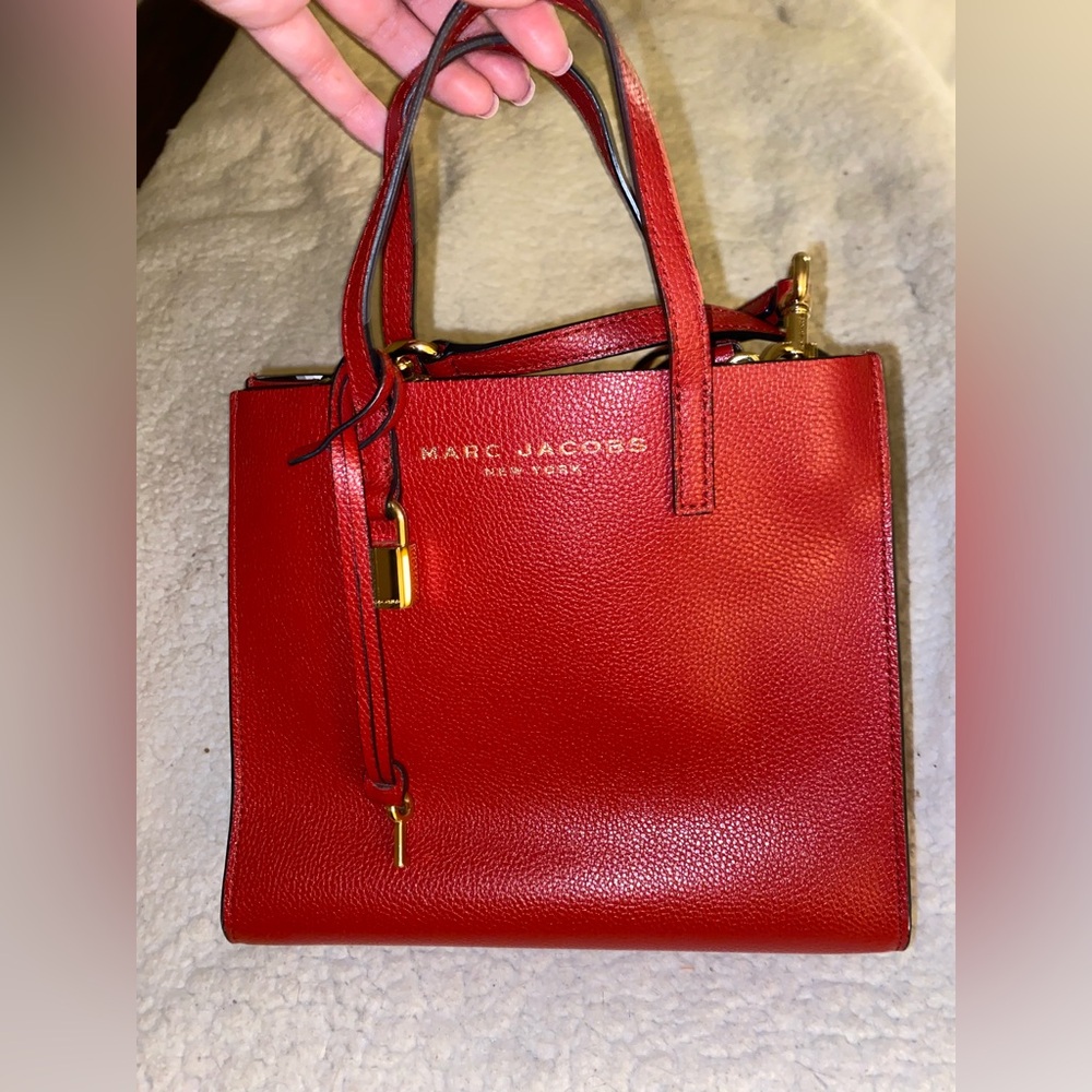Marc Jacobs Red Leather Totes with Gold Accents